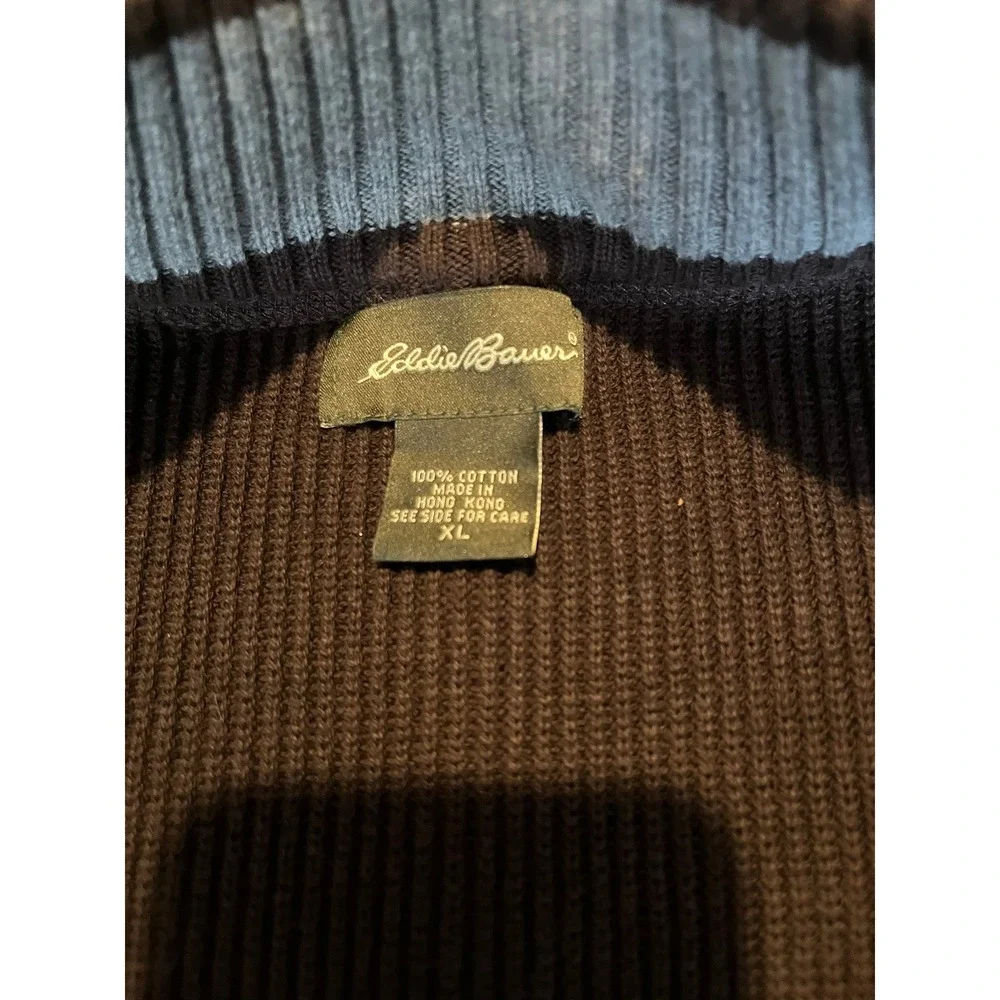Eddie Bauer Men's Brown Full Zip Ribbed Cotton‎ Sweater XL